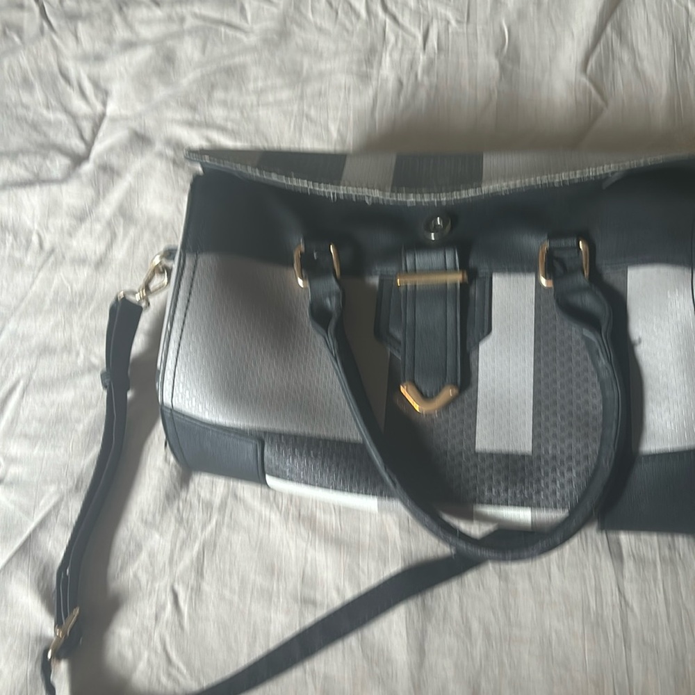 Black and grey handbag